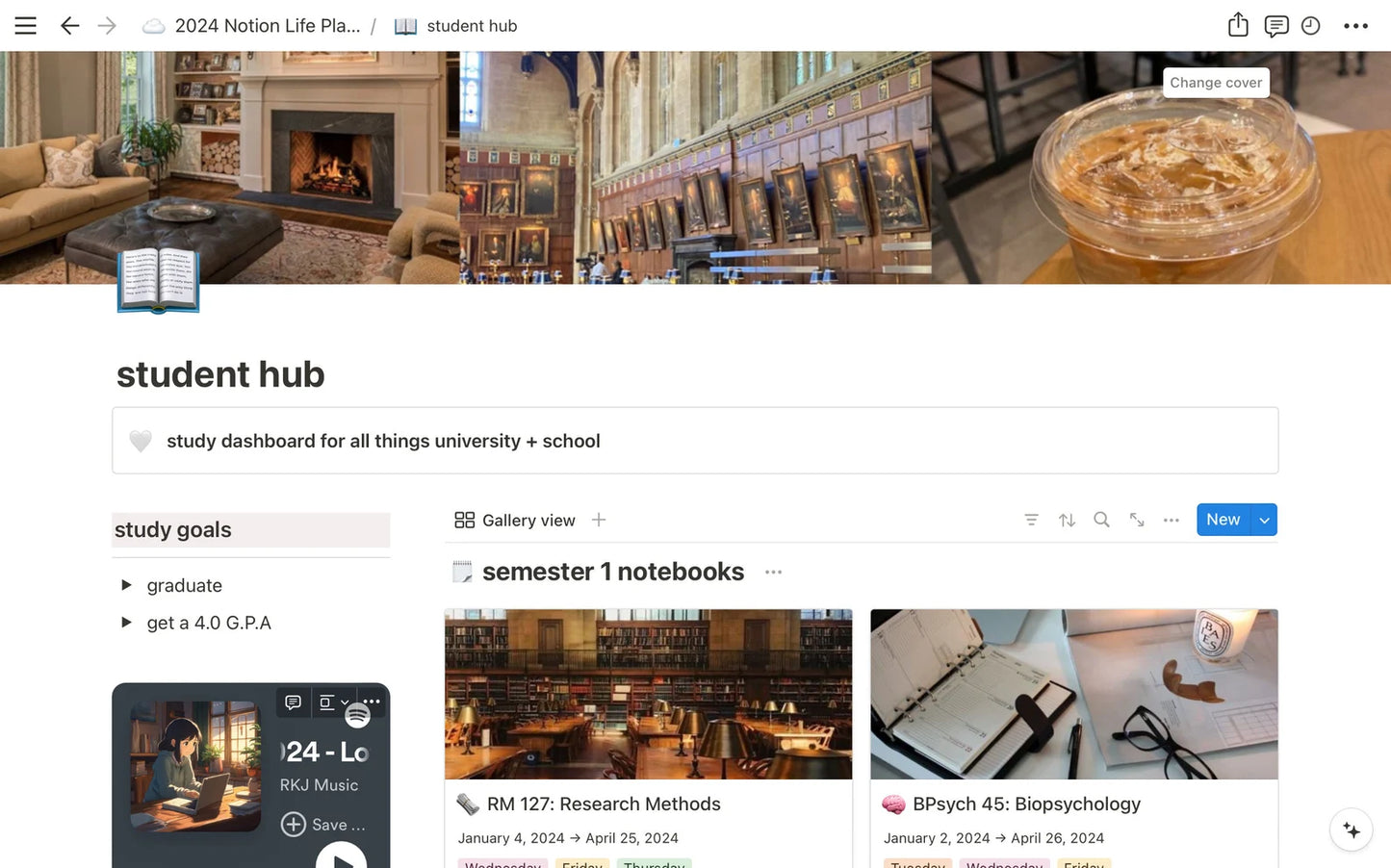 Aesthetic Notion Student Planner Template