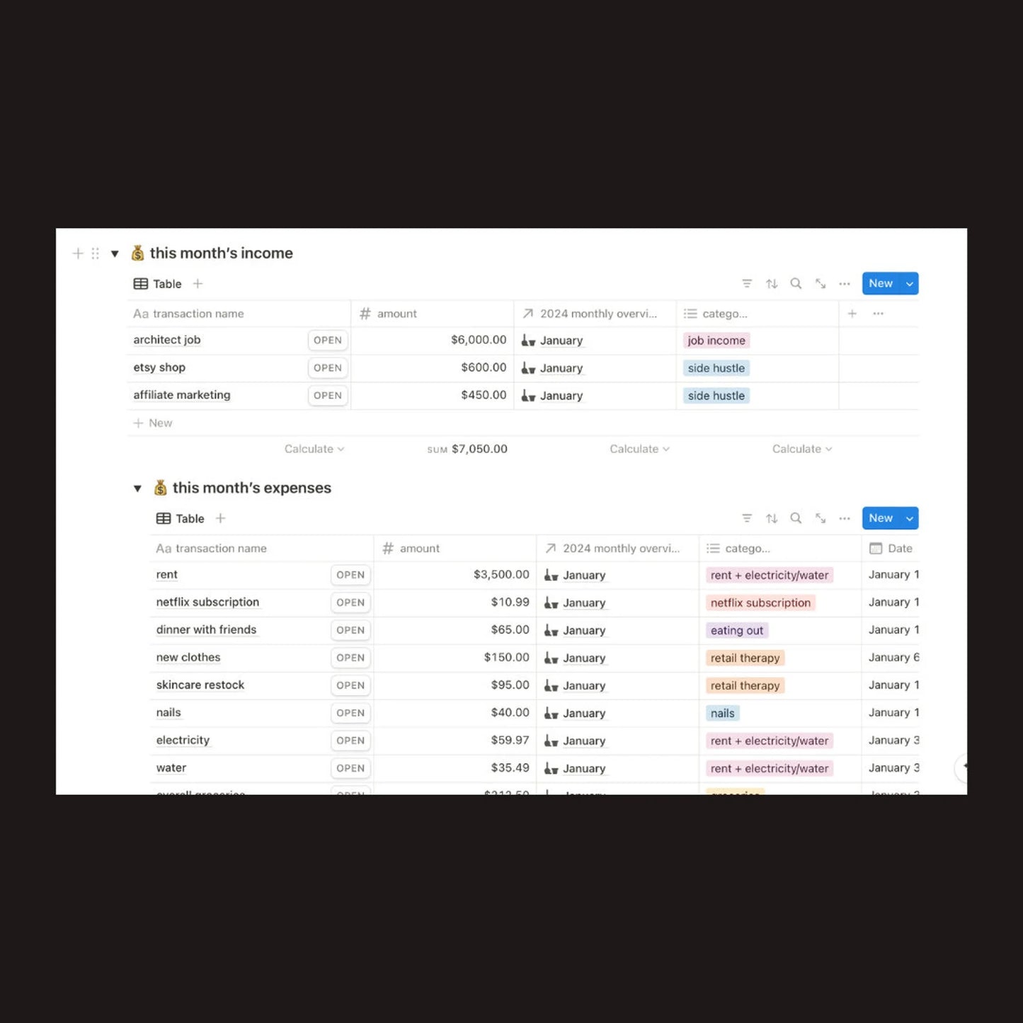 Aesthetic Notion Finance Planner Template